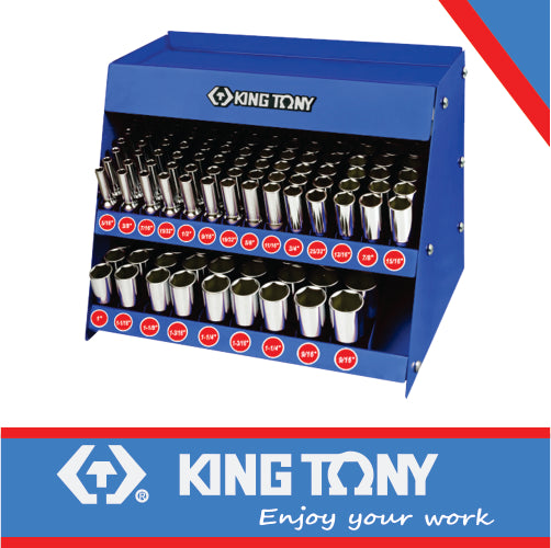 King Tony Socket Shelf Complete 1/2" Deep S.A.E. 114Pc