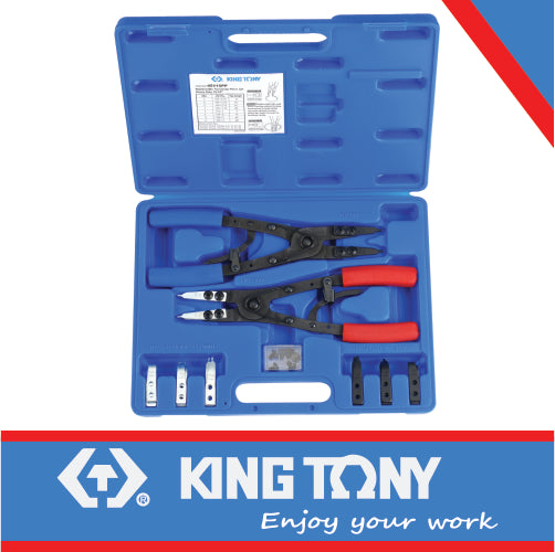 King Tony Pliers Circlip 267Mm Interchangeable Tips 15Pc