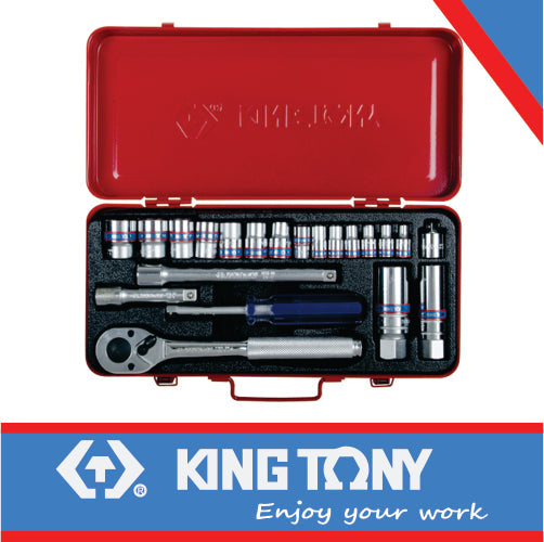 King Tony Socket Set Combination 1/4" And 3/8" 21Pc