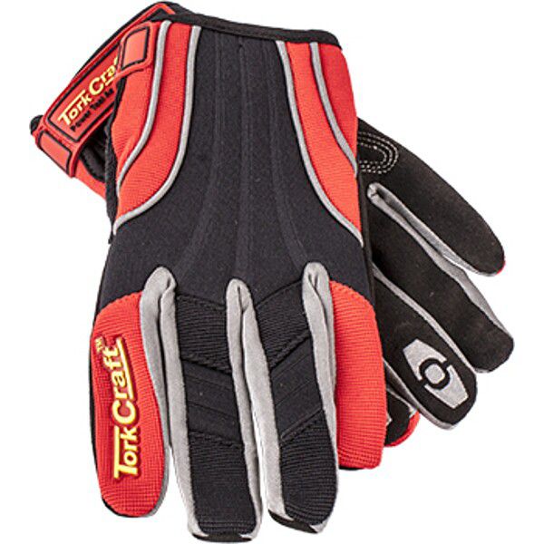 Tork Craft Mechanics Glove Small Synthetic Leather Reinforced Palm Spandex Red