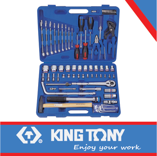 King Tony Socket Set Combination 1/4" And 1/2" 75Pc