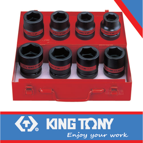 King Tony Socket Set 8Pc 1" Impact 15/16" - 1-5/8"