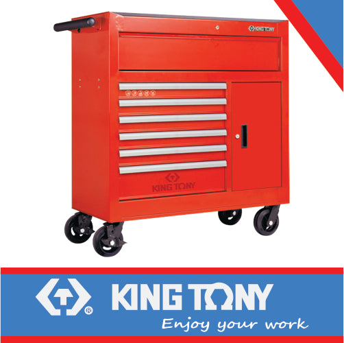 King Tony Tool Trolley 7 Draw + 1 Door Ball Bearing Slides