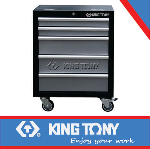 King Tony Tool Trolley 5 Draw Ball Bearing Slides - Grey