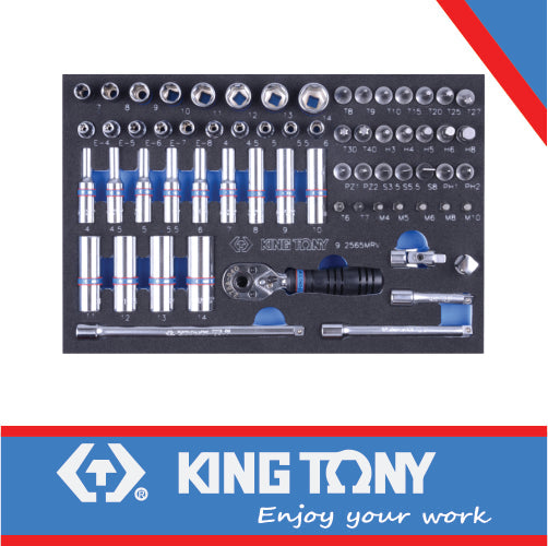 King Tony Socket Set Combination 1/4" 65Pc Eva Foam