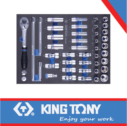 King Tony Socket Set Combination 3/8" 44Pcs Eva Foam