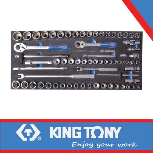 King Tony Socket Set Combination 3/8" And 1/2" 69Pc Eva Foam