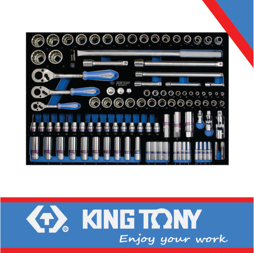 King Tony 1/4" 3/8" & 1/2" Socket Set With Eva Tray 103Pc.