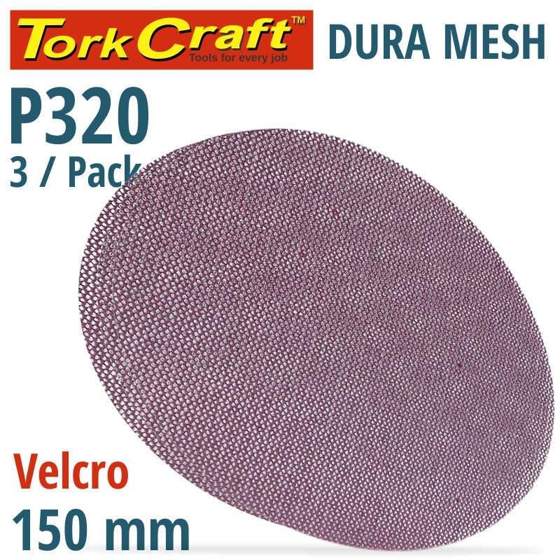 Dura Mesh Abr.Disc 150Mm Hook And Loop 320Grit 3Pc For Sander Polisher