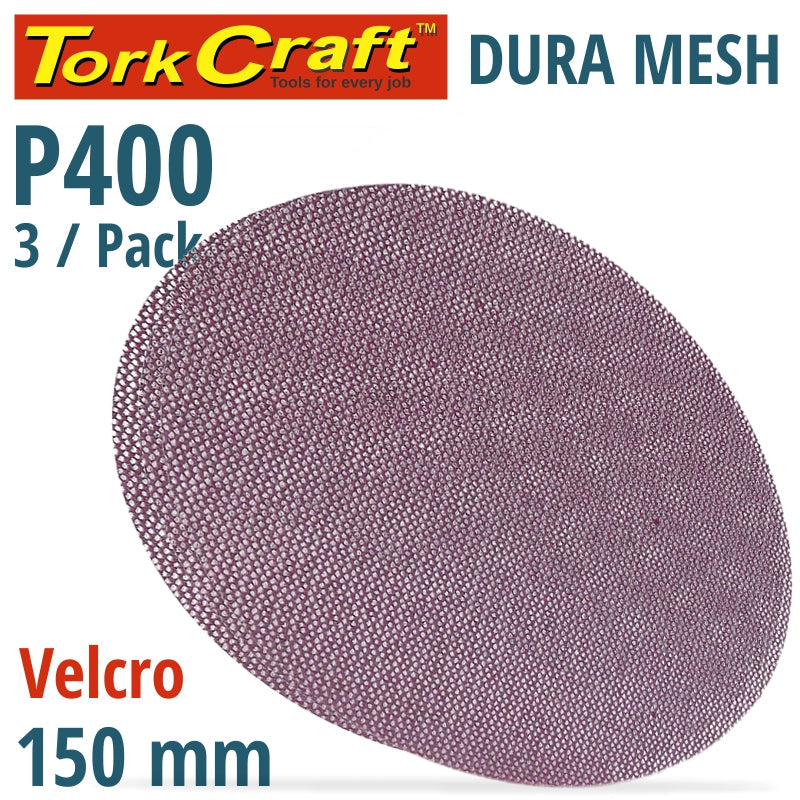 Dura Mesh Abr.Disc 150Mm Hook And Loop 400Grit 3Pc For Sander Polisher