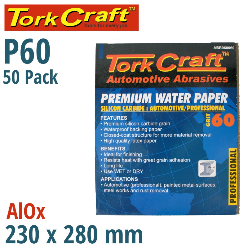 Premium Waterproof Paper  60 Grit 230  X 280 (50 Piece) Automotive