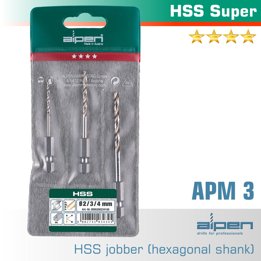 Alpen Drill Bit Set 3 Piece Hex Shank Super 2-3-4Mm freeshipping - Africa Tool Distributors