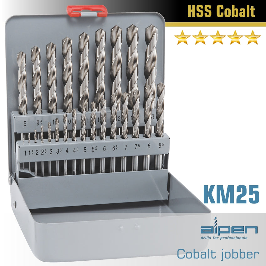 Cobalt Drill Bit Set 25 Piece 1-13Mm X 0.5  In Metal Case freeshipping - Africa Tool Distributors