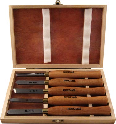 Tork Craft CHISEL SET WOOD TURNING 300MM HSS 5 PIECE WOOD CASE