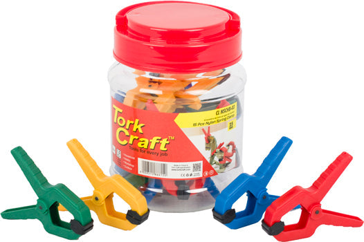 Tork Craft CLAMP SPRING NYLON 25MM 15PCE PLASTIC JAR VARIOUS COLOURS