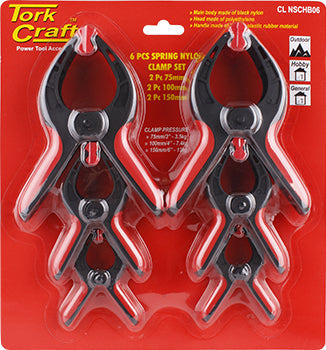 Tork Craft Clamp Spring Set - Nylon 6 Piece Set 75MM/100MM/150MM