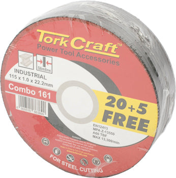 Tork Craft 20 + 5 FREE 115 x 1.0 x 22.2 MM Cutting Disc For Metal - Industrial