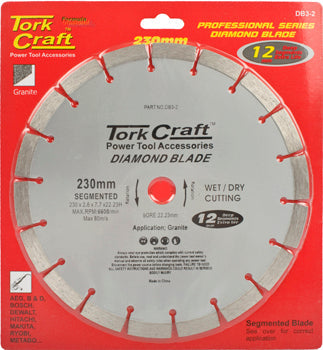 Tork Craft DIAMOND BLADE SEGMENTED 230MM FOR GRANITE 12MM DEEP SEGMENTS