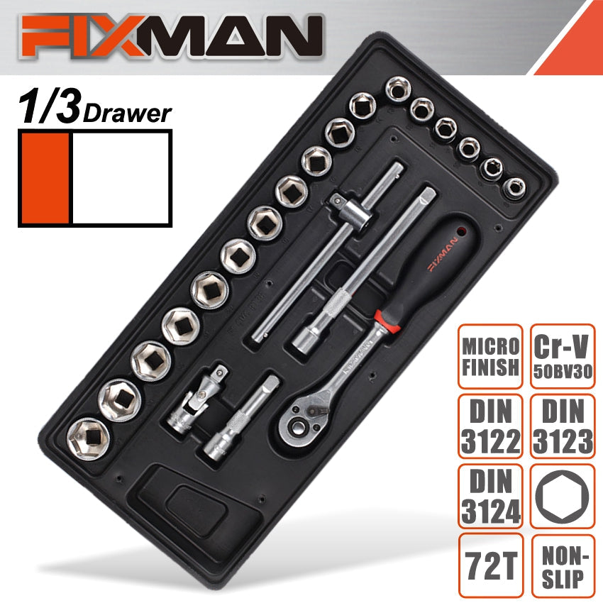 Fixman 22-Pc 3/8' Dr.Sockets & Accessories freeshipping - Africa Tool Distributors