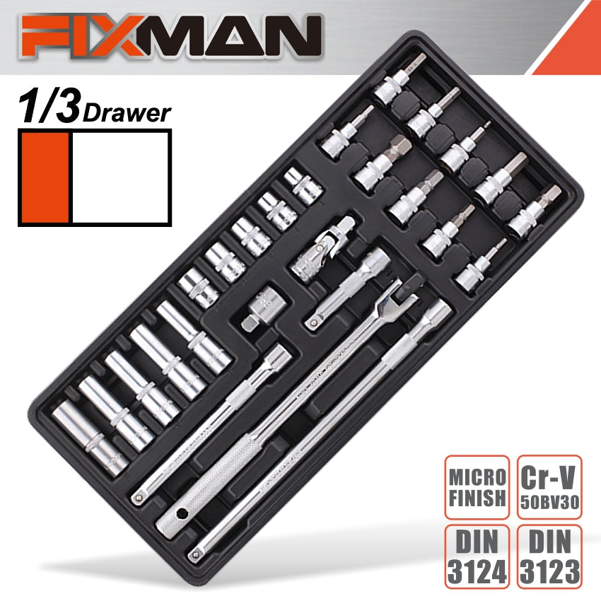 Fixman 26-Pc 3/8' Dr.Sockets & Accessories freeshipping - Africa Tool Distributors