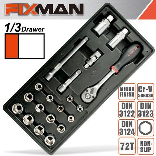 Fixman 20-Pc 3/8' Dr.Sockets & Accessories freeshipping - Africa Tool Distributors