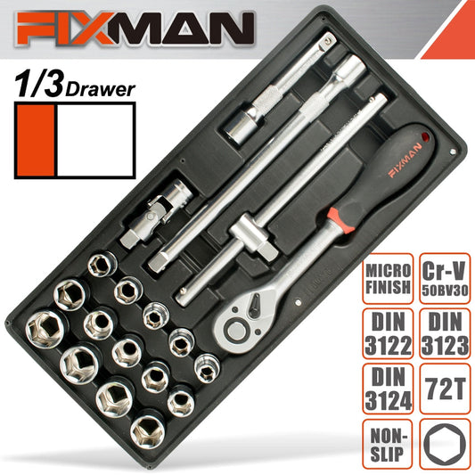 Fixman 19-Pc 1/2' Dr.Sockets & Accessories freeshipping - Africa Tool Distributors