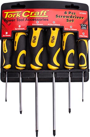 Tork Craft Screw Driver Set 6 Piece With Wall Mountable Rack S2 PZ SL