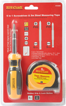 Tork Craft 6 IN 1 Screwdriver & 5M Measuring Tape Set