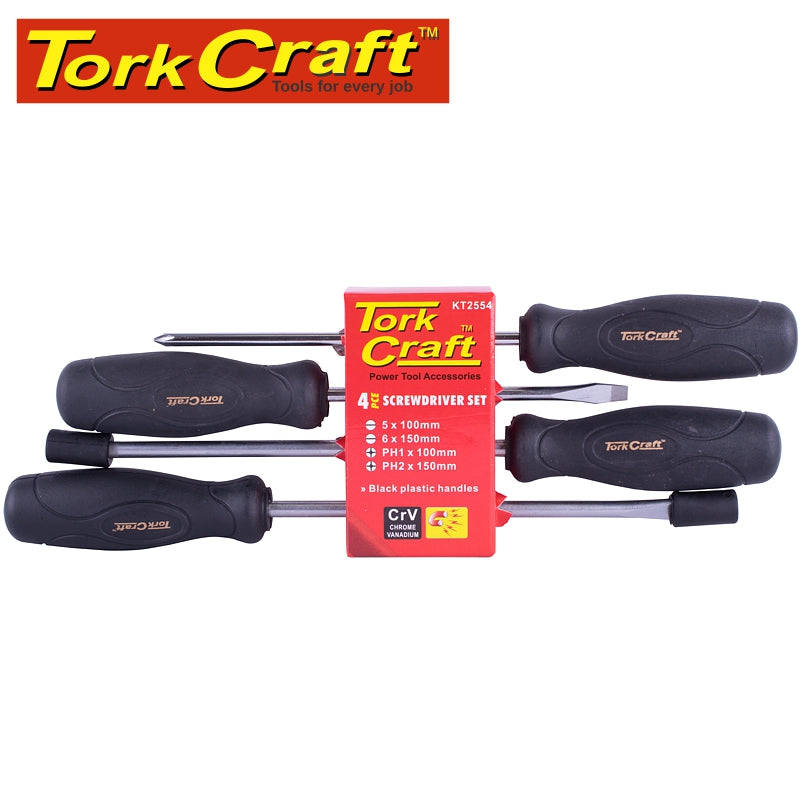 Tork Craft Screwdriver Set 4 Piece Black Handle freeshipping - Africa Tool Distributors