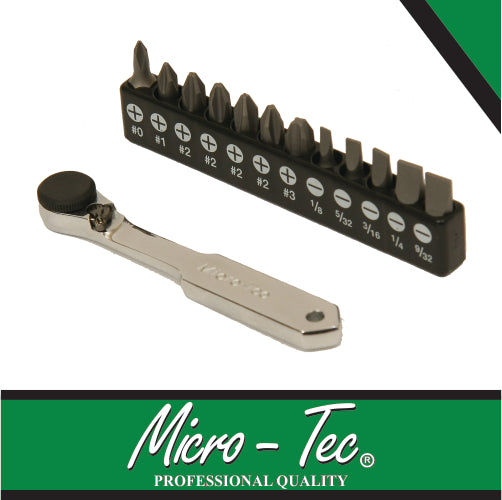 Micro-Tec Bit Set Ratchet 1/4" 13Pc