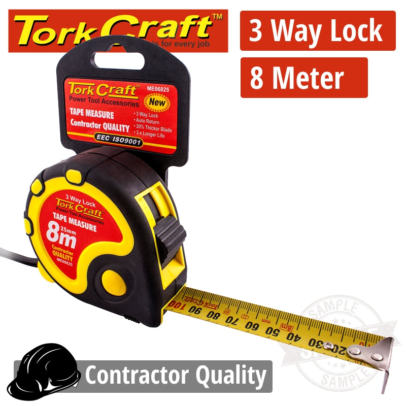 Measuring Tape  Multi Lock 8M X 25Mm Rubber Casing Matt Finish freeshipping - Africa Tool Distributors