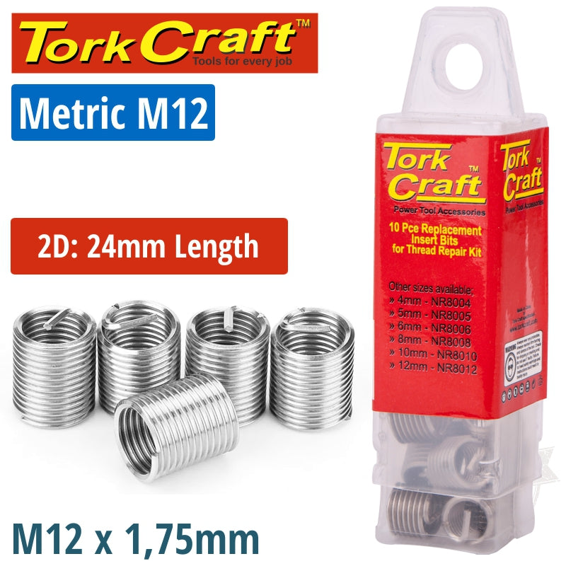 Thread Repair Kit M12 X 2.0D Replacement Inserts 5Pce freeshipping - Africa Tool Distributors