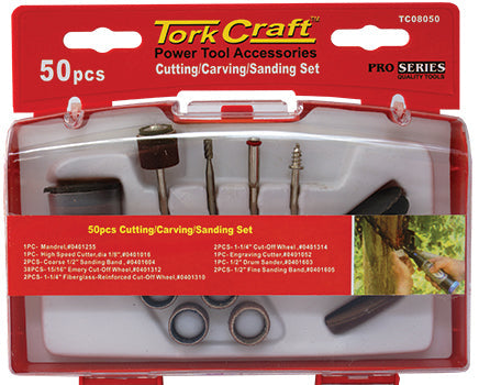 Tork Craft CUTTING CARVING SANDING SET 50 PCE MINI