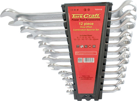 Tork Craft 12pcs deep offset combination spanner set 6-22mm