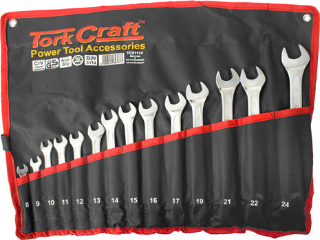 Tork Craft 14pcs deep offset combination spanner set 8-24mm