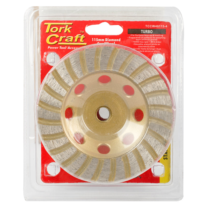 Tork Craft Dia. Cup Wheel 115Mm X M14 Turbo Laser Welded freeshipping - Africa Tool Distributors