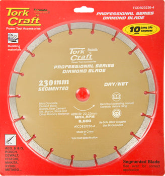 Tork Craft DIAMOND BLADE 10MM SEG FOR CUTTING BUILDING MATERIALS 230MM 22.23