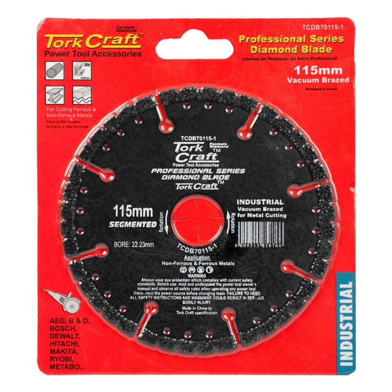 Tork Craft Diamond Blade Seg.115 X 22.23Mm Vacuum Brazed  For Metal Cutting freeshipping - Africa Tool Distributors