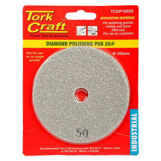 Tork Craft 100Mm Diamond Wet Polishing Pad 50 Grit Grey freeshipping - Africa Tool Distributors