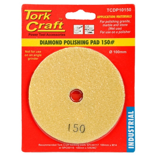 Tork Craft 100Mm Diamond Wet Polishing Pad 150 Grit Yellow freeshipping - Africa Tool Distributors