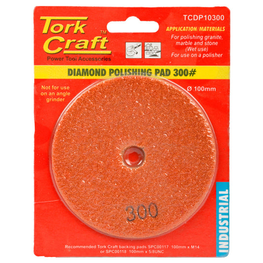 Tork Craft 100Mm Diamond Wet Polishing Pad 300 Grit Orange freeshipping - Africa Tool Distributors