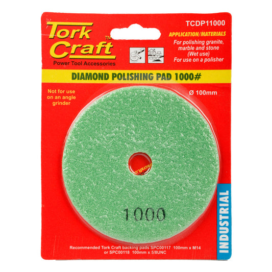 Tork Craft 100Mm Diamond Wet Polishing Pad 1000 Grit Dark Green freeshipping - Africa Tool Distributors