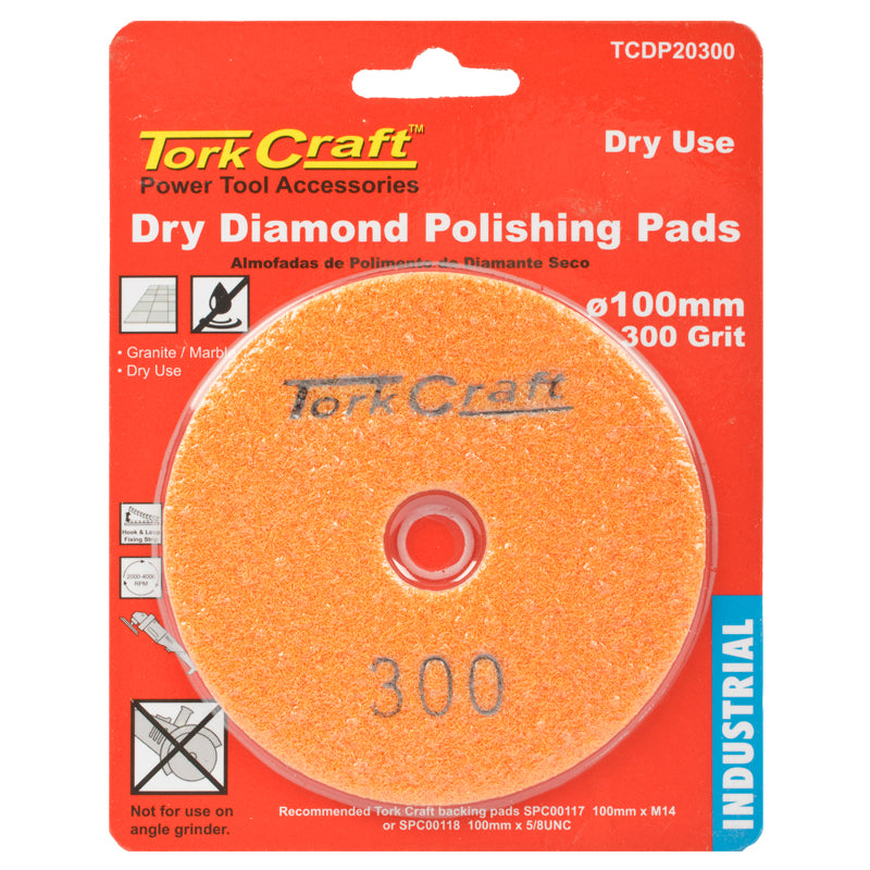 Tork Craft 100Mm Diamond Polishing Pad 300 Grit Dry Use freeshipping - Africa Tool Distributors