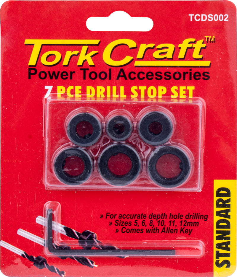 Tork Craft 7Pc Drill Stop Set (5.6.8.10.11.12Mm) C/W Allen Key freeshipping - Africa Tool Distributors