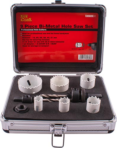 Holesaw Set 9Pc In Alum Case Bi-Metal 16 20 25 32 40 51Mm freeshipping - Africa Tool Distributors