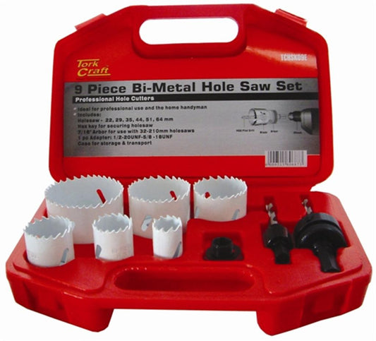 Holesaw Set 9Pc In Case Bi-Metal 22 29 35 44 51 64Mm freeshipping - Africa Tool Distributors