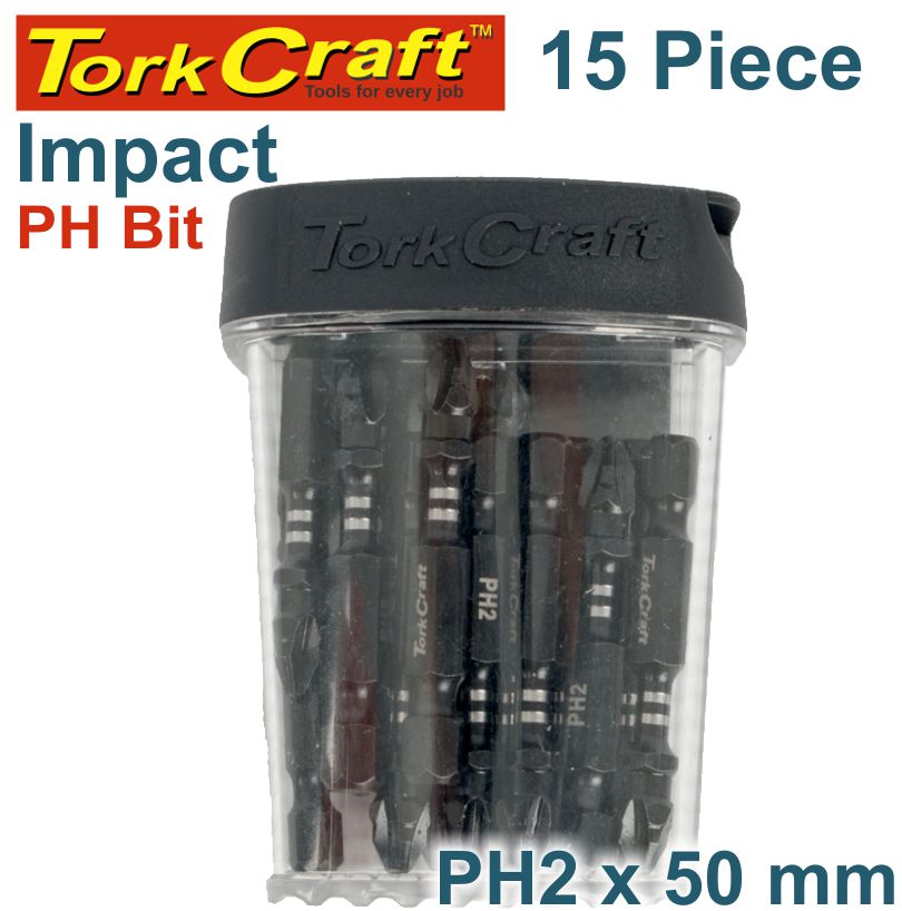 Tork Craft Impact Phil.2 X 50Mm Power Bit 15Pc Tic Tac Case freeshipping - Africa Tool Distributors