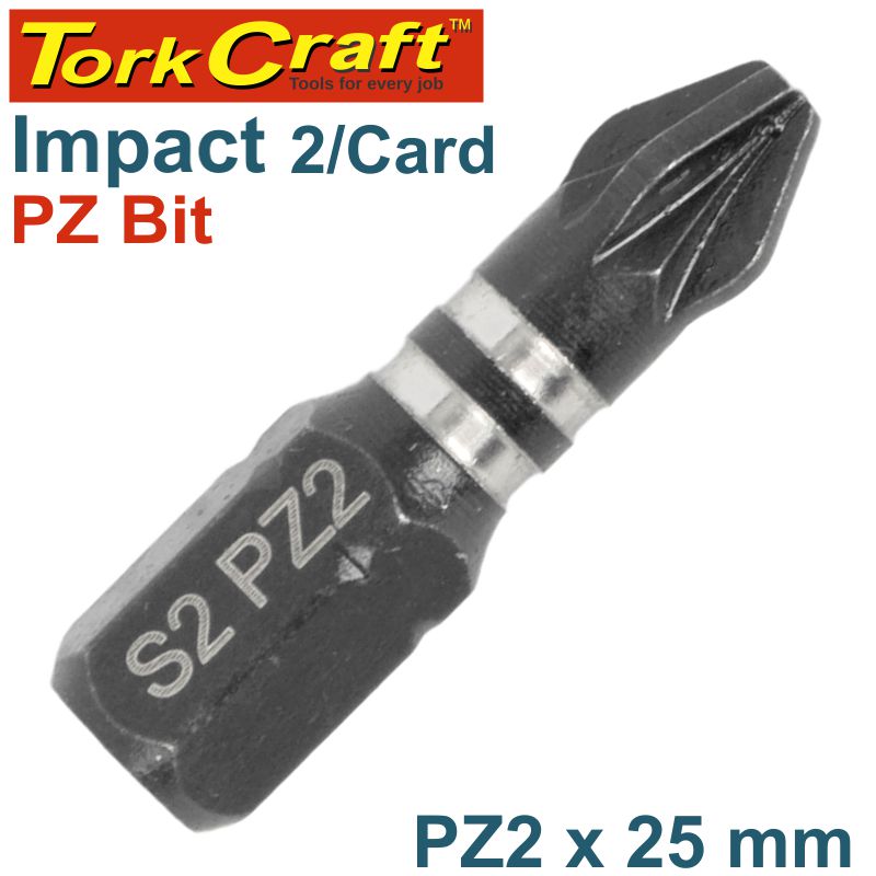 Tork Craft Impact Pozi.2 X 25Mm Ins.Bit 2/Card freeshipping - Africa Tool Distributors