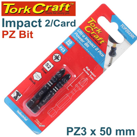 Tork Craft Impact Pozi.3 X 50Mm Power Bit 2/Card freeshipping - Africa Tool Distributors