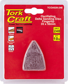 Tork Craft Oscilating Sandpaper A/O 35X50Mm 10Pc  Fingertip 240Grit freeshipping - Africa Tool Distributors